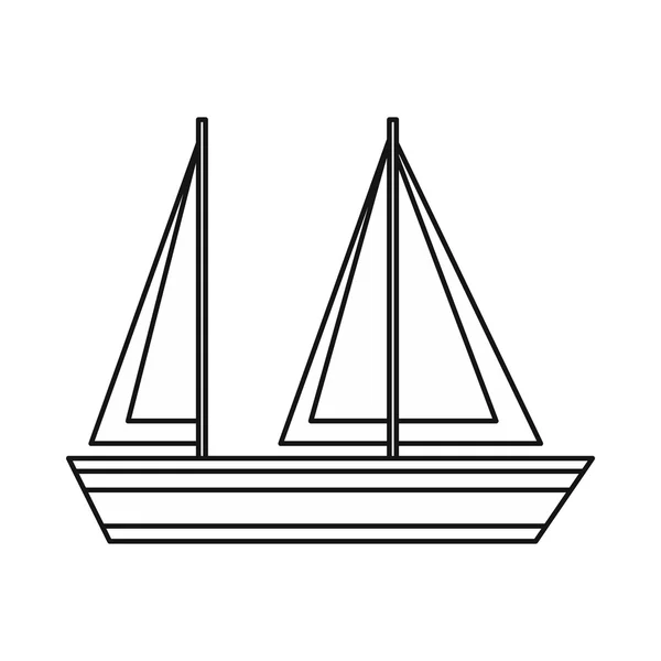 Icône bateau à voile, style contour — Image vectorielle