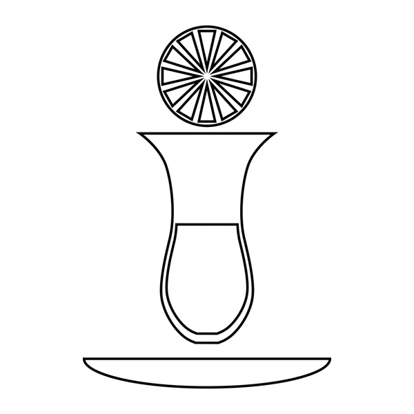 Thé turc avec icône citron, style contour — Image vectorielle