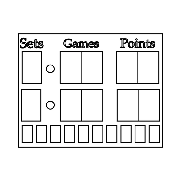 Het pictogram van het scorebord van tennis, Kaderstijl — Stockvector