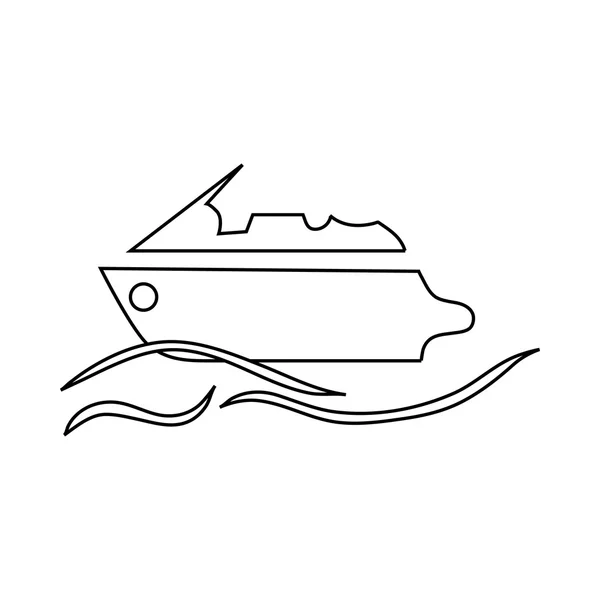 Icône bateau à moteur dans le style contour — Image vectorielle