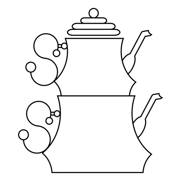 Théière turque icône, style contour — Image vectorielle