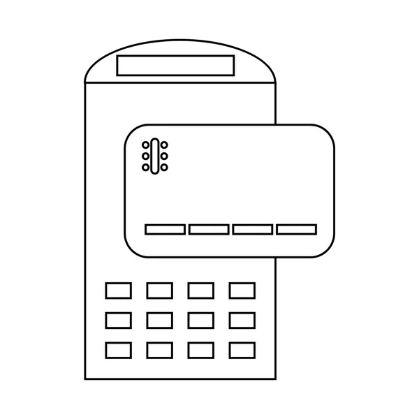 POS terminal and credit card icon, outline style — Stock Vector
