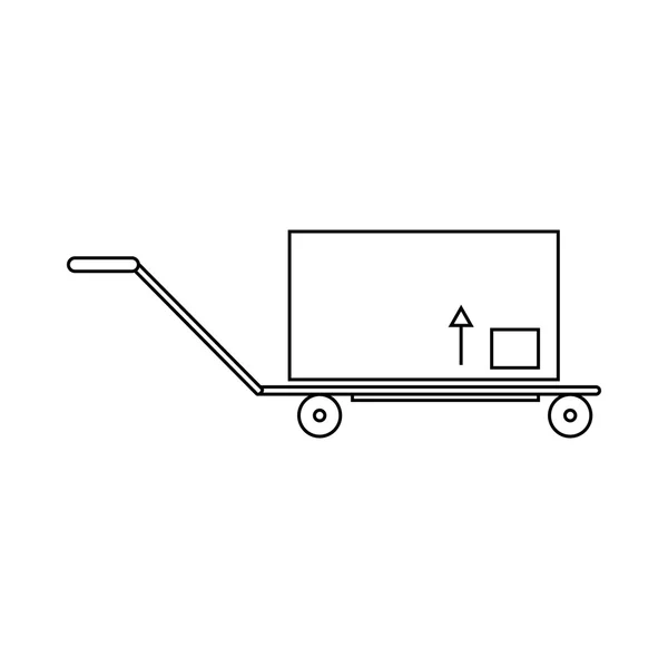 Handwagen mit Fracht-Ikone, Umrissstil — Stockvektor