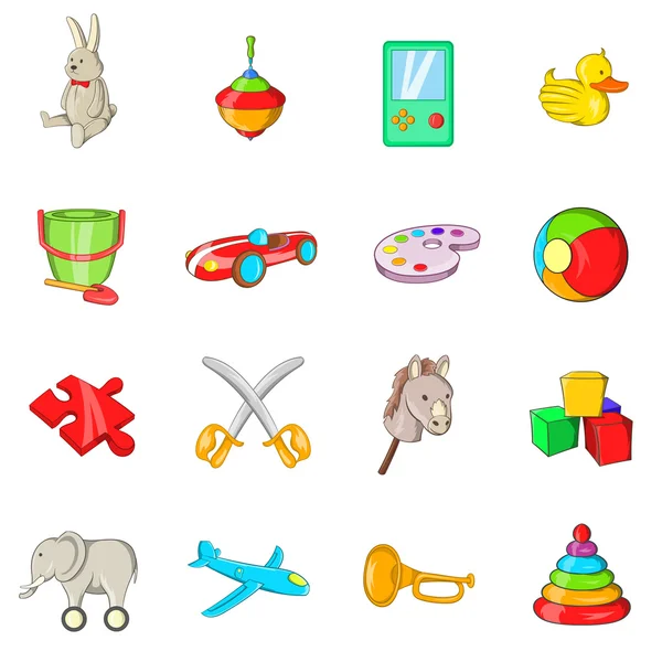 Leksaker ikoner set, tecknad stil — Stock vektor