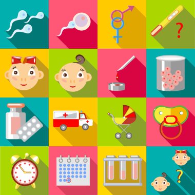 Gebelik Icons set, düz stil