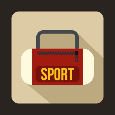 Kırmızı spor çanta simgesi, düz stil