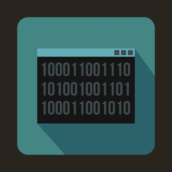 Icona codice binario in stile piatto — Vettoriale Stock