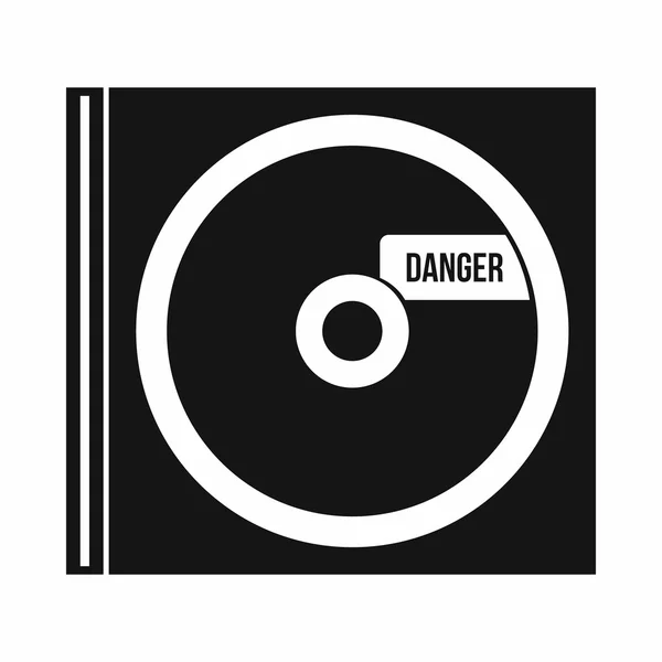 CD z niebezpieczeństwo napis ikona, prosty styl — Wektor stockowy