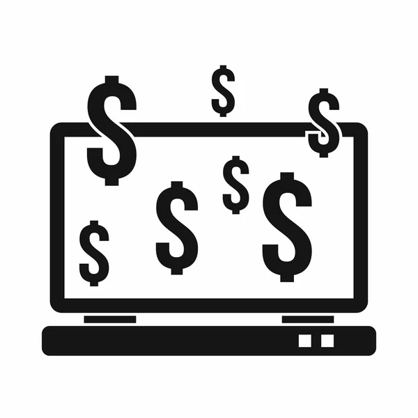 Ikona počítače monitor a znaky dolaru — Stockový vektor