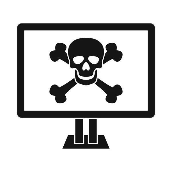 Computer monitor with a skull and bones icon — Stock Vector