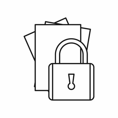 Asma kilit simgesi, anahat stili olan klasörler