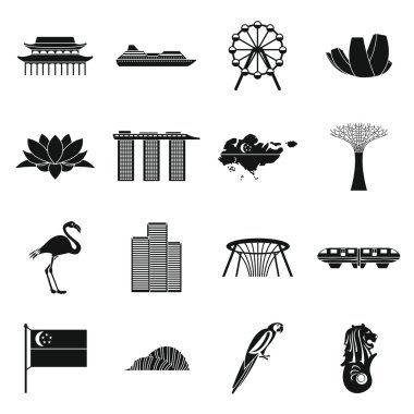Singapur Icons set, basit tarzı