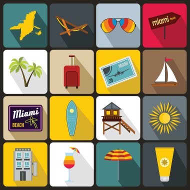 Miami simgeler ayarla, stil düz