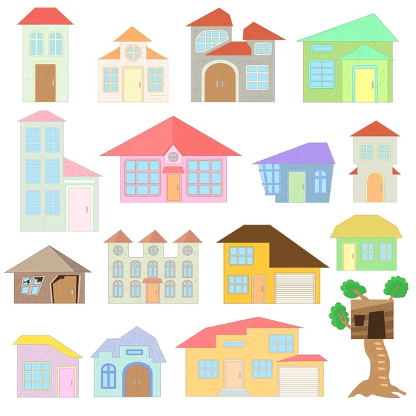 Conjunto de casa, estilo dibujos animados — Vector de stock