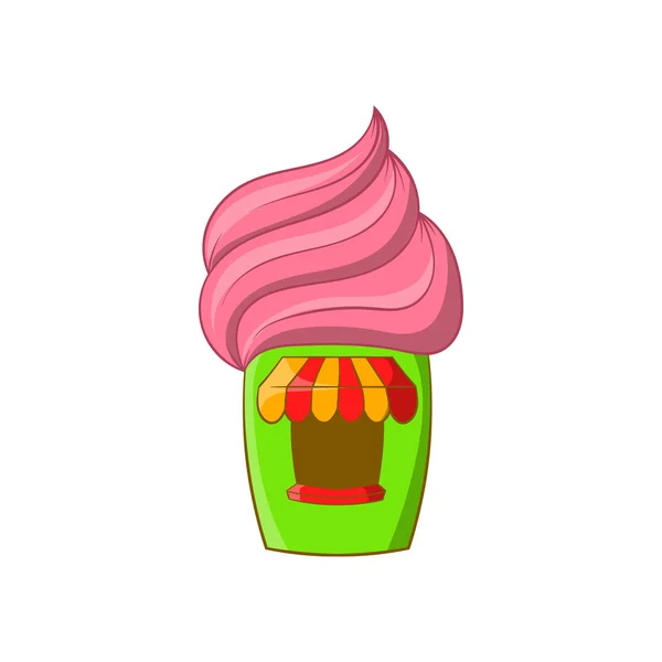 Cupcake icono de la casa, estilo de dibujos animados — Archivo Imágenes Vectoriales