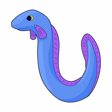 Yılan balığı kutsal kişilerin resmi içinde karikatür tarzı balık