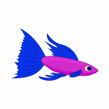 Küçük mor balık simgesi, karikatür tarzı