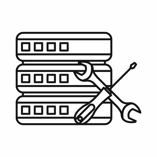 Databáze s ikonou, šroubovák a klíč — Stockový vektor