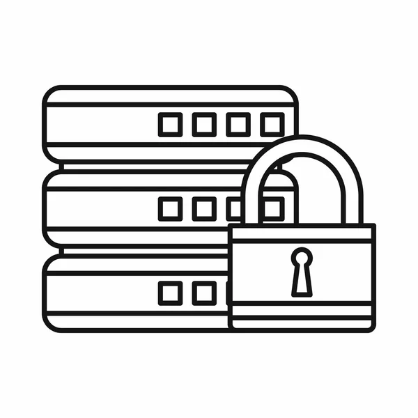 Banco de dados com ícone de cadeado, estilo esboço — Vetor de Stock