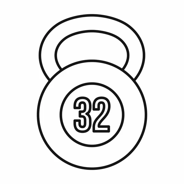 Kettlebell 32 kg pictogram, Kaderstijl — Stockvector