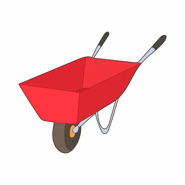 Rode kruiwagen pictogram, cartoon stijl — Stockvector