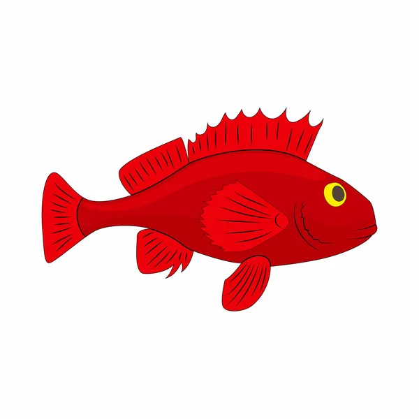 Poisson betta rouge, icône de poisson de combat, style dessin animé — Image vectorielle