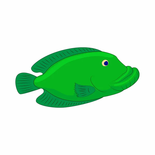 Ikona zelené ryby v kreslených stylu — Stockový vektor