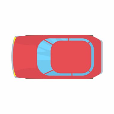 Kırmızı araba Üstten Görünüm simgesi, karikatür tarzı