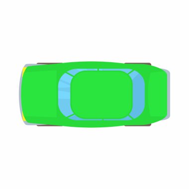 Yeşil araba Üstten Görünüm simgesi, karikatür tarzı