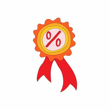 Rozeti ile yüzde işareti simgesi, karikatür tarzı