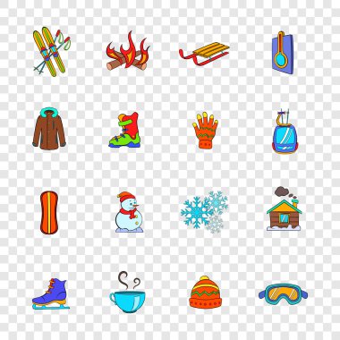 Kış Icons set, popüler sanat tarzı