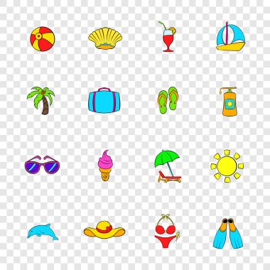 Yaz Icons set, popüler sanat tarzı