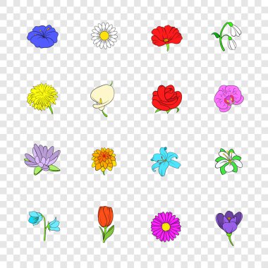 Çiçek Icons set, popüler sanat tarzı