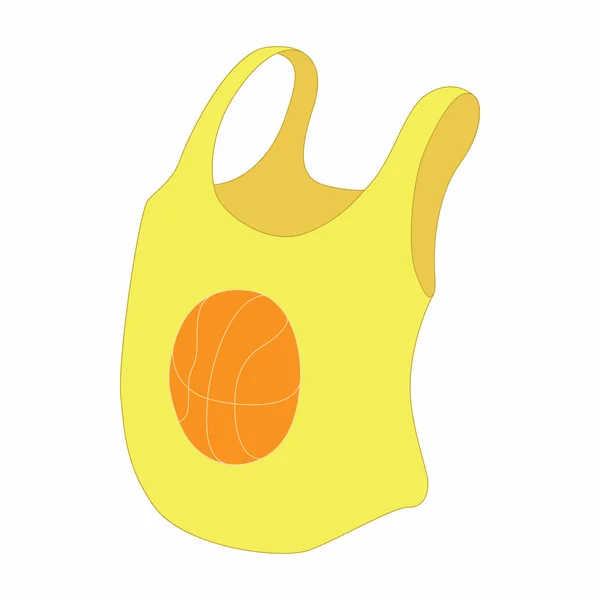 Camiseta de mujer amarilla con icono de pelota de baloncesto — Vector de stock