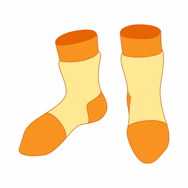 Pair of yellow socks icon, cartoon style — Stock Vector