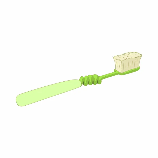 Icône brosse à dents verte, style dessin animé — Image vectorielle