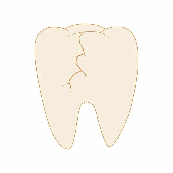 Cracked tooth icon, cartoon style — Stock Vector