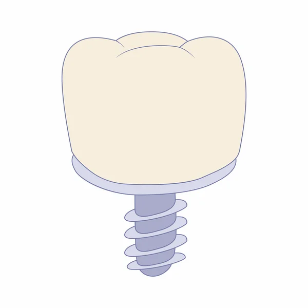 Ícone de implante dentário, estilo cartoon — Vetor de Stock