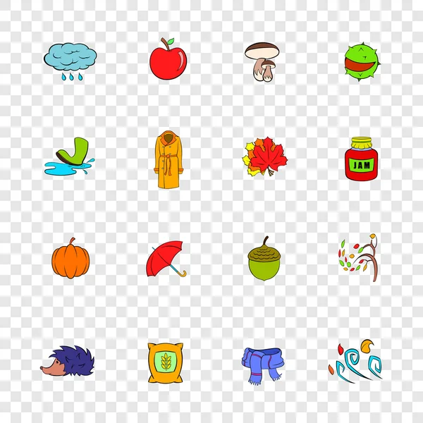 Conjunto de iconos de otoño, estilo pop-art — Vector de stock