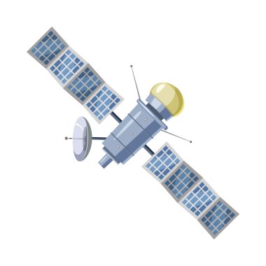 Earth satellite sputnik icon, cartoon style clipart