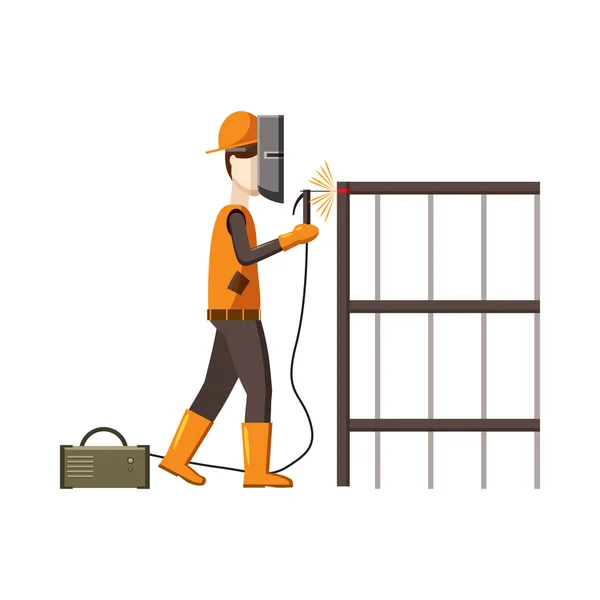 Soldador de construcción industrial icono de trabajador — Vector de stock