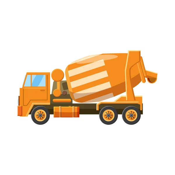Orange truck concrete mixer icon, cartoon style — Stock Vector