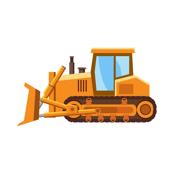 Icono de bulldozer naranja, estilo de dibujos animados — Vector de stock