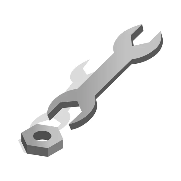 Schraubenschlüssel-Mutter-Symbol, isometrischer 3D-Stil — Stockvektor