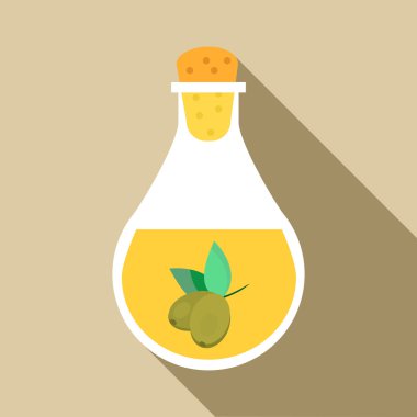 Şişe zeytinyağı simgesi, düz stil ile