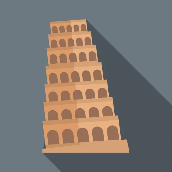 Torre pendente di Pisa icona, in stile piatto — Vettoriale Stock