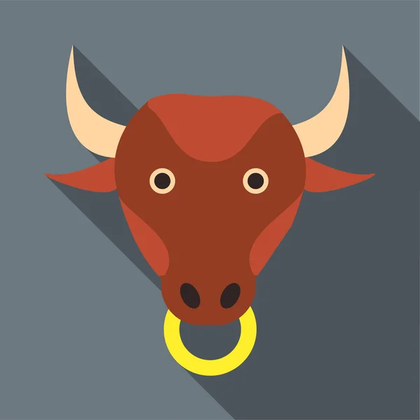 Icono de toro, estilo plano — Vector de stock