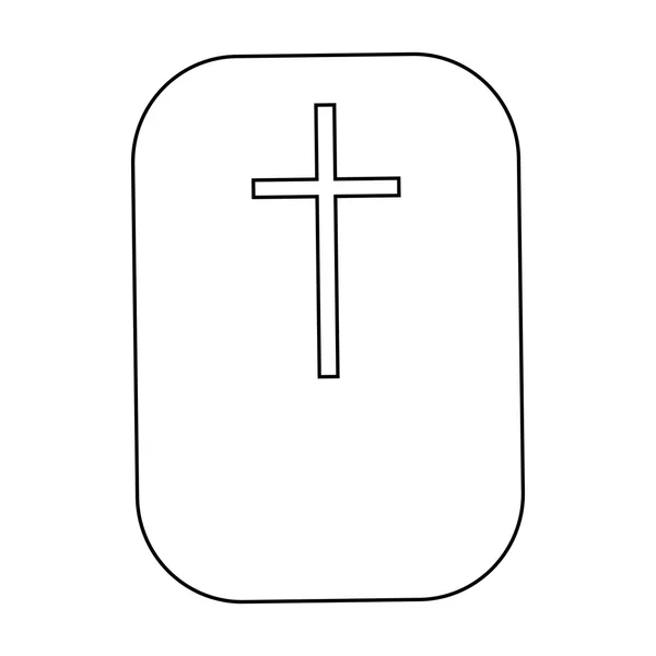 Cross, Christian faith symbol icon, outline style — Stock Vector