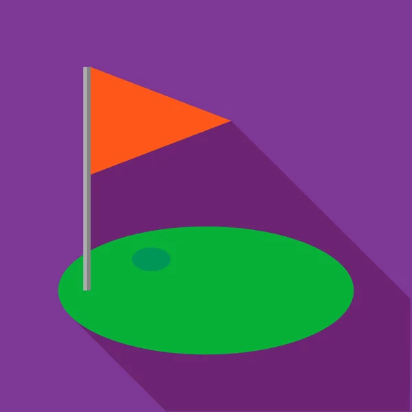 Icono de bandera de golf rojo, estilo plano — Vector de stock