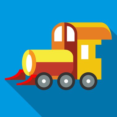 Sarı oyuncak tren simgesi, düz stil